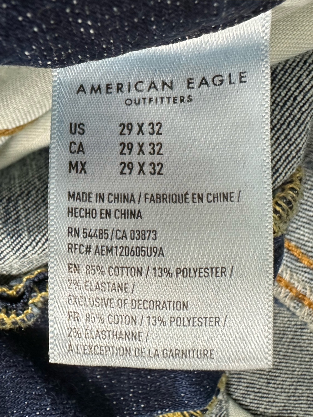 American Eagle Mens Sz 29x32 Destroyed Airflex Slim Denim Blue Jeans Stretch - Picture 11 of 15